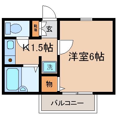シャルムN(1K/2階)の間取り写真