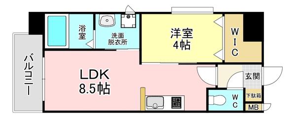 プルーム木町(1LDK/11階)の間取り写真