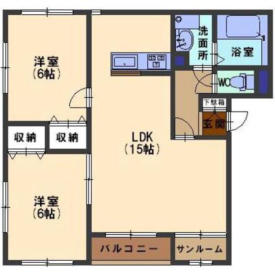 アンシャンテクレール(2LDK/1階)の間取り写真