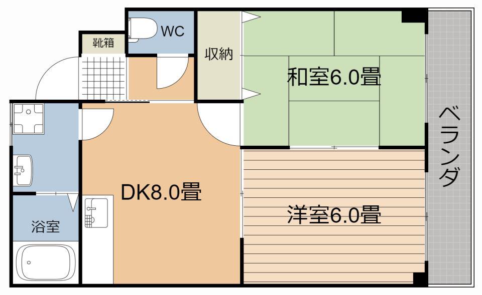 ヒロ2000(2DK/2階)の間取り写真