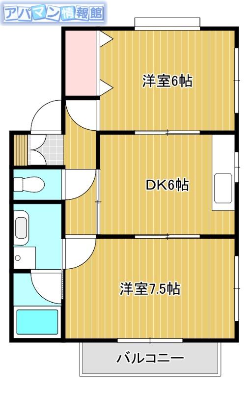グレース坂井砂山A(2DK/2階)の間取り写真