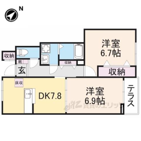 サンシャインB(2DK/1階)の間取り写真