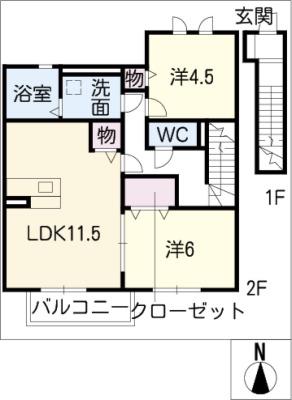 セジュール21(2LDK/2階)の間取り写真