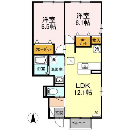 D-ROOM翆月館(2LDK/1階)の間取り写真