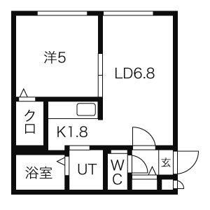 NOAH平岸(1DK/1階)の間取り写真