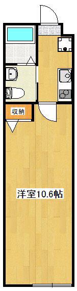 ボチボチ烏丸(1K/2階)の間取り写真