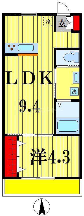 ラフィーヌ・ローズ(1LDK/3階)の間取り写真