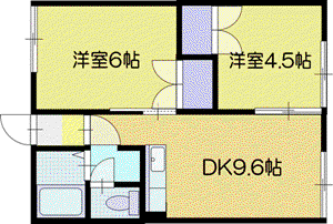 シティハイム見晴台E(2DK/2階)の間取り写真