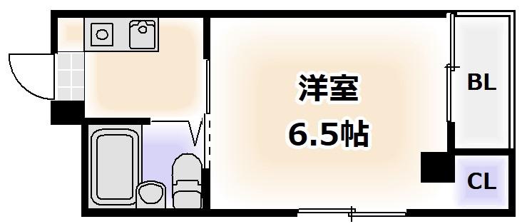 ブロッサム阿倍野(1K/4階)の間取り写真