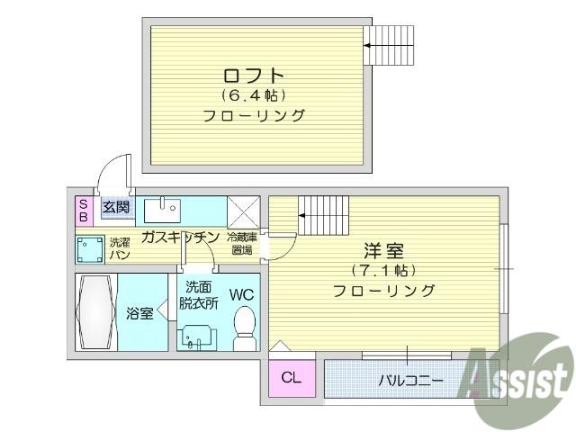 サザンパラダイス(1K/2階)の間取り写真