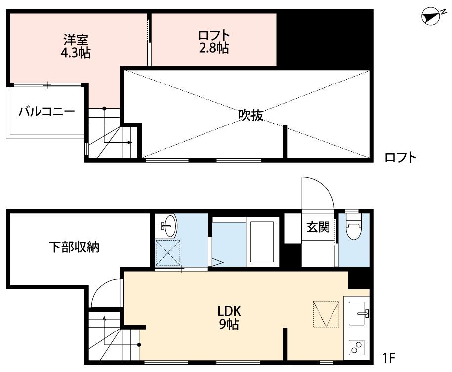INFINA岡崎(1LDK/1階)の間取り写真