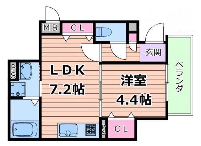 SOLVIDA吹田(1LDK/3階)の間取り写真