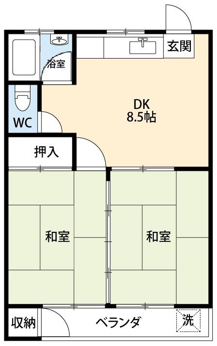 明和ハイツ(2DK/2階)の間取り写真