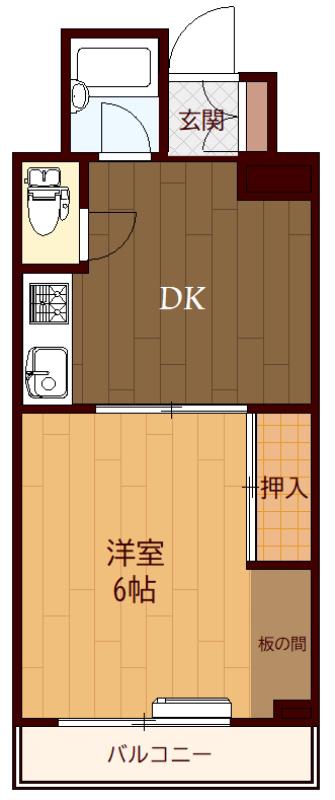 リバーサイドFK(1DK/1階)の間取り写真