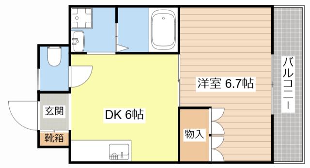 レジデンス五個荘(1DK/2階)の間取り写真