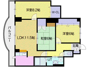 シャトー桜陽台(3LDK/4階)の間取り写真