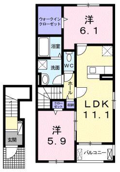 アベリア(2LDK/2階)の間取り写真
