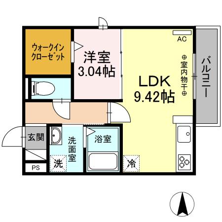 アルシオネ林町(1LDK/2階)の間取り写真