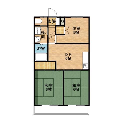 エステート鹿児島(2LDK/2階)の間取り写真