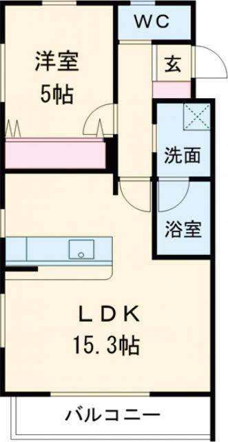 高崎栄町スターレジデンス(1LDK/4階)の間取り写真