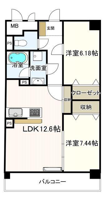 コアライフ楠(2LDK/2階)の間取り写真