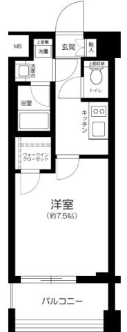 プレール・ドゥーク蔵前(1K/2階)の間取り写真