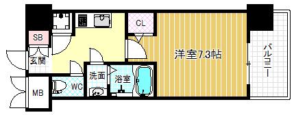 レジュールアッシュ福島CUEZ(1K/8階)の間取り写真