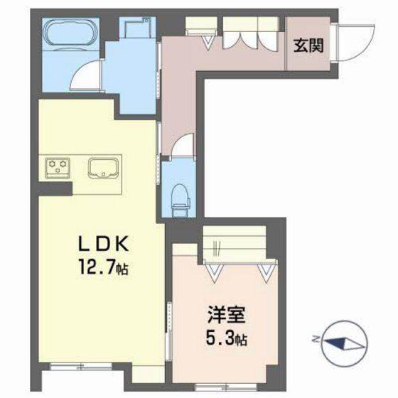 リ・カーサ(1LDK/1階)の間取り写真