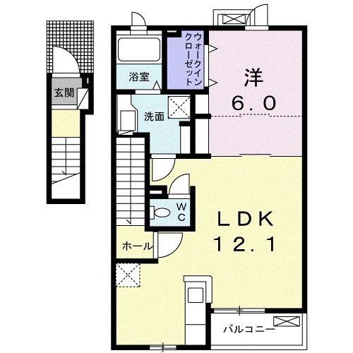 モデルノ カーサ(1LDK/2階)の間取り写真