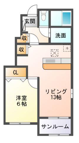 グランドスウェルA・B(1LDK/1階)の間取り写真