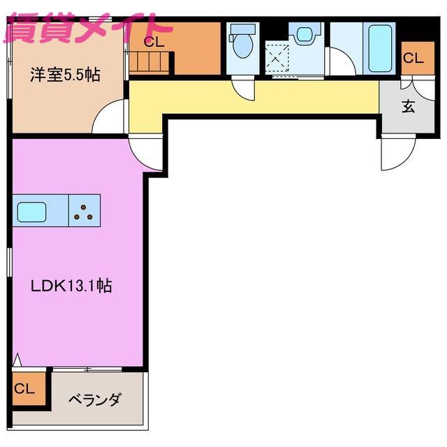 クオリスタ尾畑 A(1LDK/2階)の間取り写真
