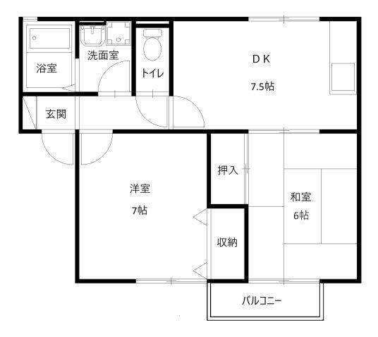 エーデルワイス(2DK/2階)の間取り写真
