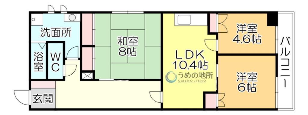 リバーコーポ(3LDK/3階)の間取り写真