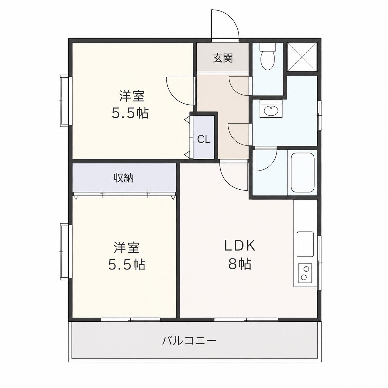 エクセル加藤(2LDK/2階)の間取り写真