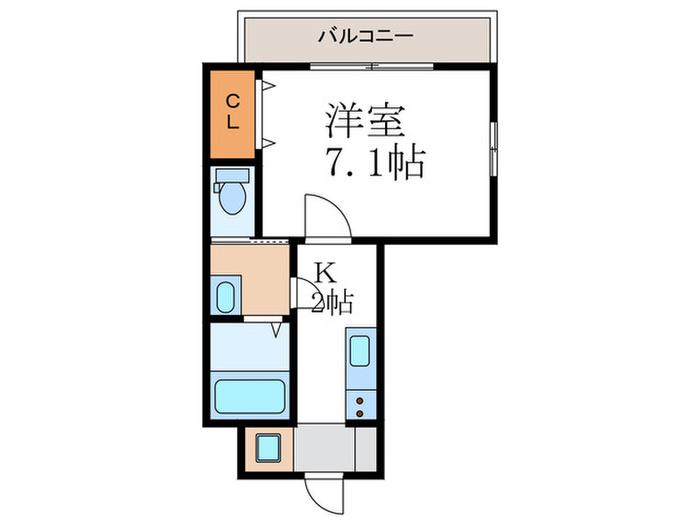 コンフォート下鴨(1K/3階)の間取り写真