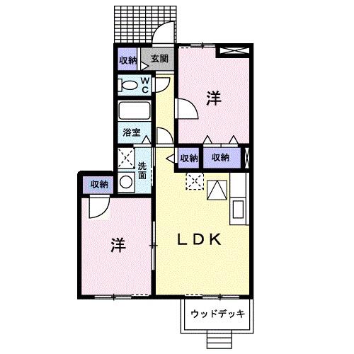 キャンサー&パイシーズB(2LDK/1階)の間取り写真