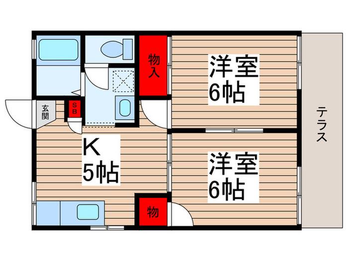 スパイラルコート(2K/1階)の間取り写真