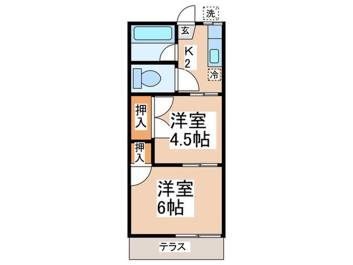 田村ハイツA(2K/1階)の間取り写真