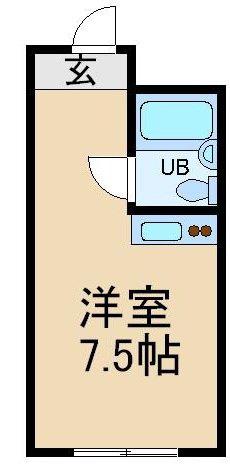 ハマハイツ(ワンルーム/3階)の間取り写真