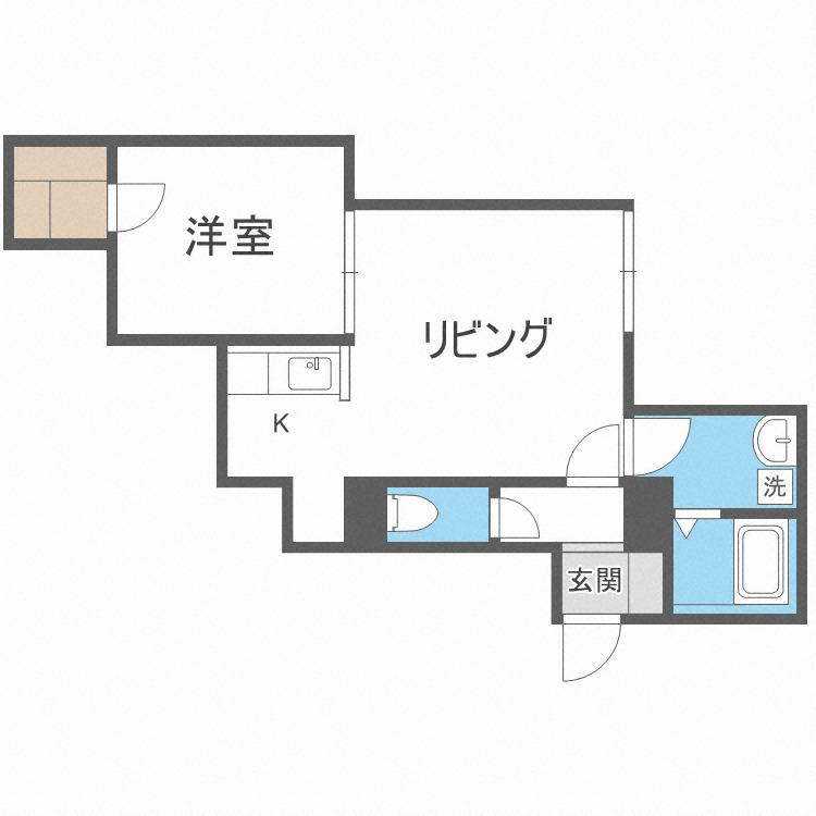 サンテラス手稲(1LDK/3階)の間取り写真