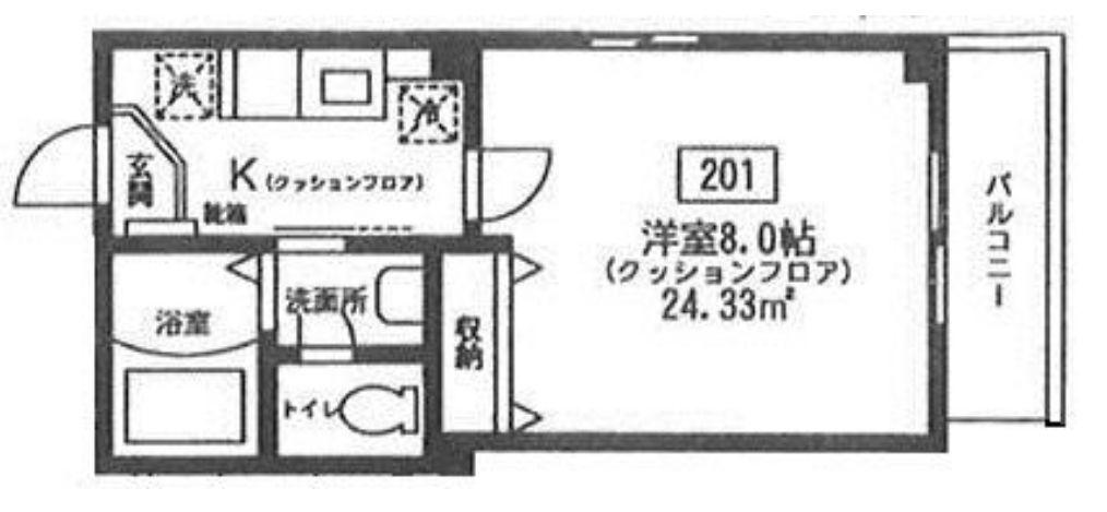 レゾナK(1K/2階)の間取り写真