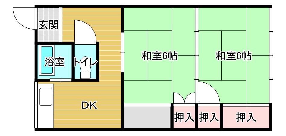 黒沼西ハイツ(2DK/2階)の間取り写真