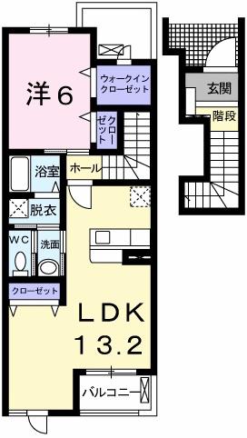 ピーチテラス(1LDK/2階)の間取り写真