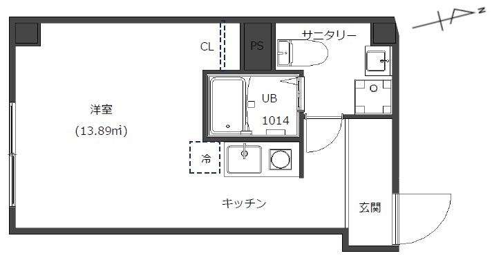 ウィズ高島平(ワンルーム/3階)の間取り写真