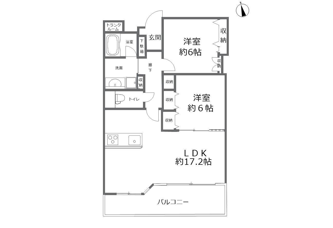 エルスト山王(2LDK/4階)の間取り写真