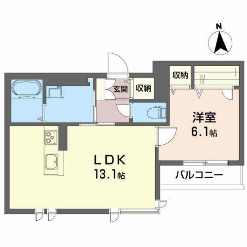 ベレオ 大街道(1LDK/3階)の間取り写真
