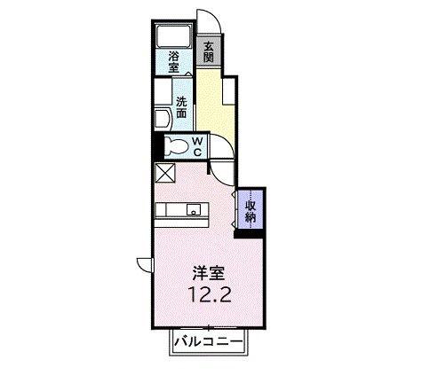 ジームスB(ワンルーム/1階)の間取り写真