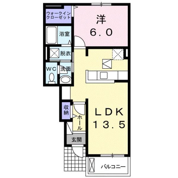 ラヴィアンローズC(1LDK/1階)の間取り写真