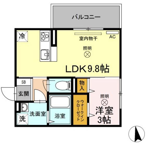 マリージョア(1LDK/2階)の間取り写真