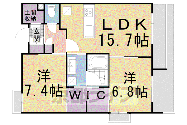 コート学林(2LDK/2階)の間取り写真